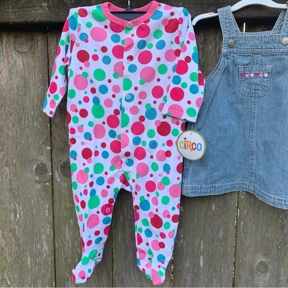 CIRCO outfit bundle Denim overall jumper dress bodysuit sleeper set spring fall - Picture 11 of 12